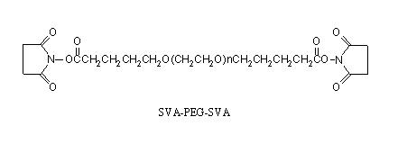 SVA-PEG-SVA,双琥珀酰亚胺戊酸酯修饰聚乙二醇，琥珀酰亚胺戊酸酯-聚乙二醇-琥珀酰亚胺戊酸酯，Succinimidyl Valerate-PEG-Succinimidyl Valerate，修饰性PEG，聚乙二醇修饰剂
