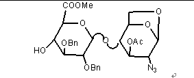 O-[methyl 2, 3-di-O-benzyl -beta-D-glucopyranosyluronate]-(1-4)-3-O-acetyl-1, 6-anhydro-2-azido-2-deoxy-D-glucopyranose 99541-26-1