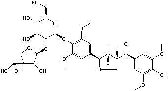 (-)-丁香树脂酚-4-O-β-D-呋喃芹糖基-(1→2)-β-D-吡喃葡萄糖苷