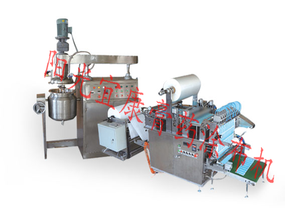 膏药涂布机+膏药自动贴片机=膏药生产线