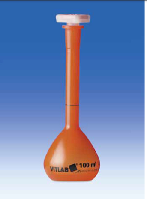 VITLAB® 不透光容量瓶，PMP，A级，带PP材质NS塞盖