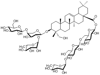 3-O-D-葡萄糖( 1→4)-[ L-鼠李糖(1→2)]-L-阿拉伯糖-常春藤配基- 28-O-鼠李糖(1→4)葡萄糖(1→6)葡萄糖苷 3-O-D-glucopyranosyl( 1→4)- [ L-rhamnopyranosyl(1→2)]-L-arabinopyranosyl 23-hydroxyl lup-20(29)-en-28-oic