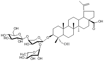 3-O-D-葡萄糖(1→4)-[ L-鼠李糖(1→2)]-L-阿拉伯糖-23-羟基羽扇豆20(29)-烯-28–酸  23-hydroxyl lup-20(29)-en-28-oic acid, 3-O--D-glucopyranosyl(1→4)[-L-rhamnopyranosyl) (1→2)--L-arabinopyranoside]