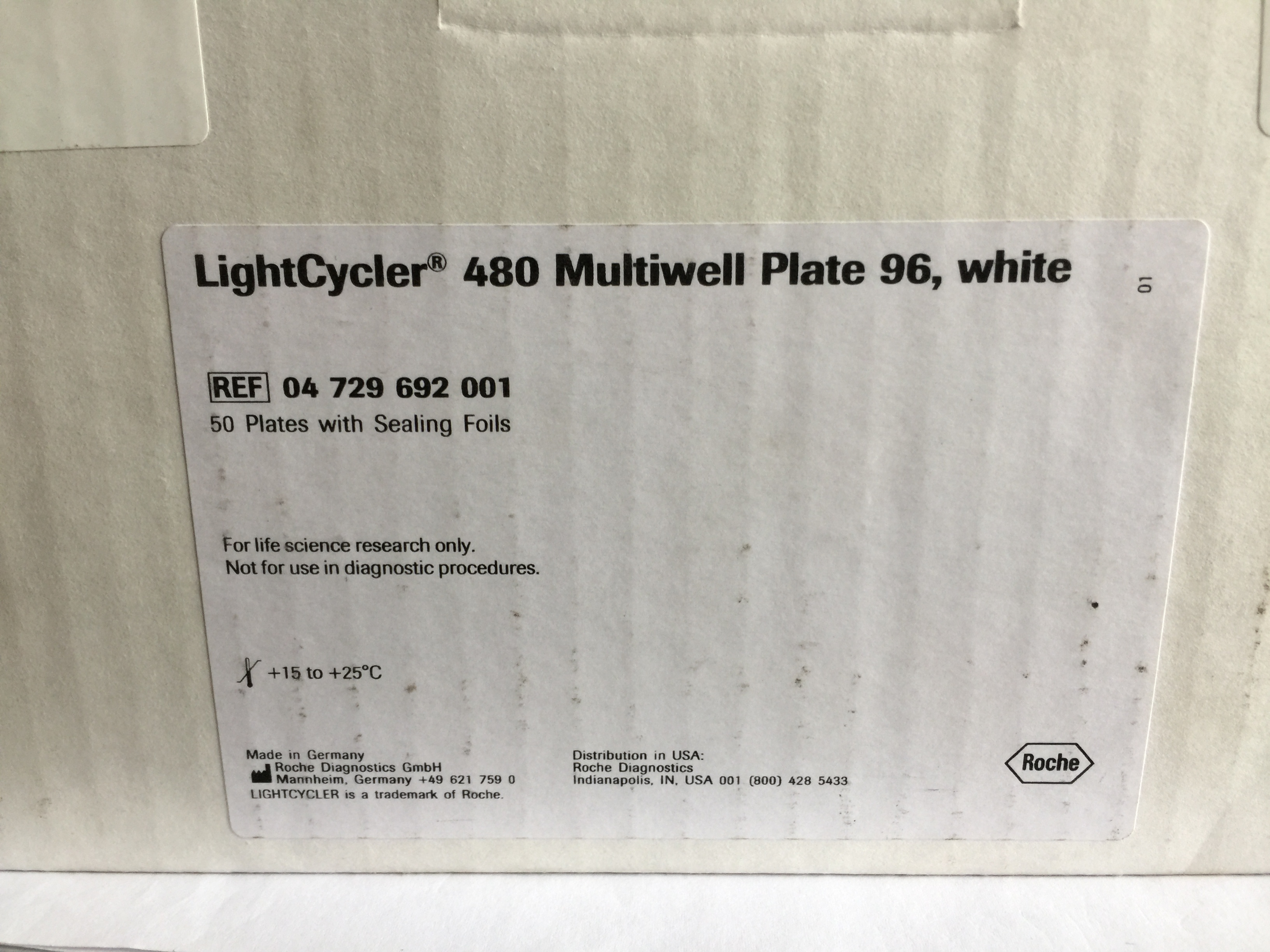 罗氏LightCycler 480 Multiwell Plate 96, white,96孔白色板 (含封板膜)