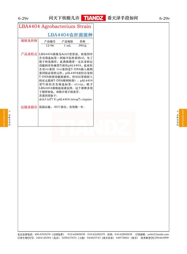 农杆菌LBA4404菌种