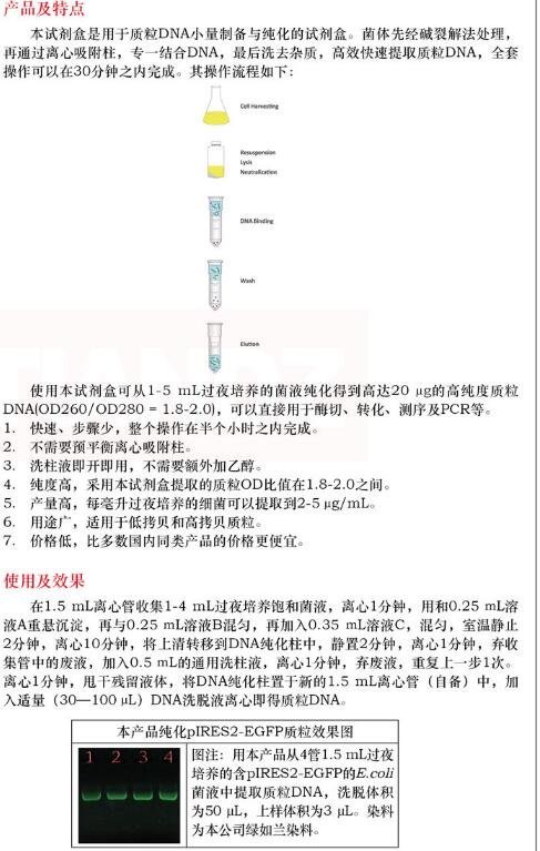 柱式质粒 DNAout50 次价格