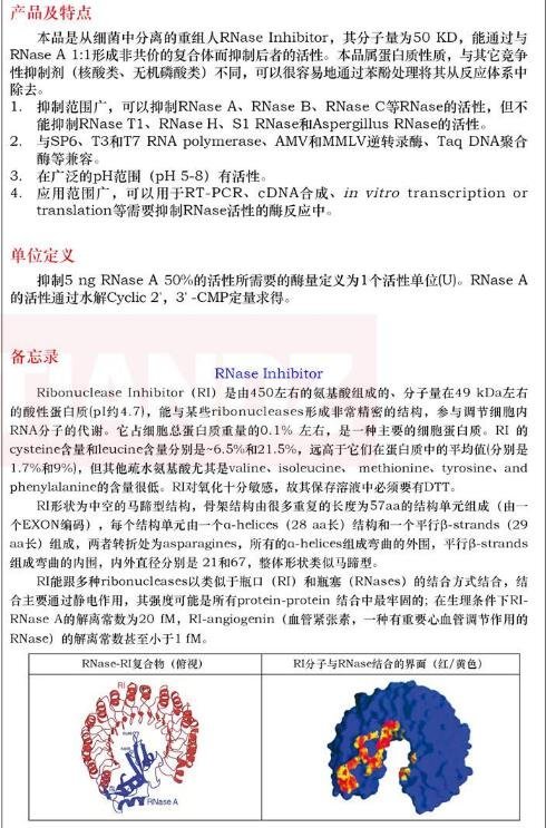 RNase抑制剂 ( 人源 )2500U价格